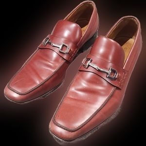 Gucci men's loafers square toes color: Cognac (Reddish Brown) size 12.5